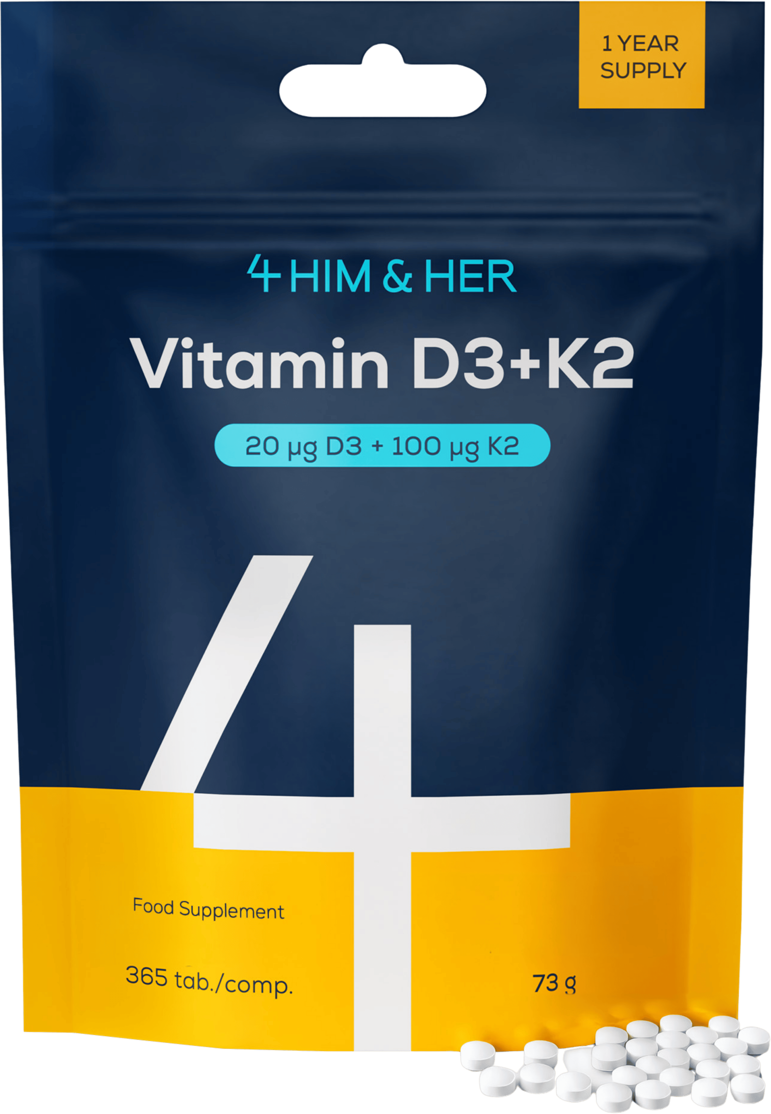 4 Him & Her Vitamin D3 + K2 365 Tablets