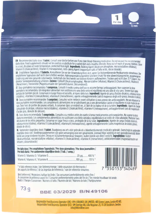4 Him & Her Vitamin D3 + K2 365 Tablets - 2