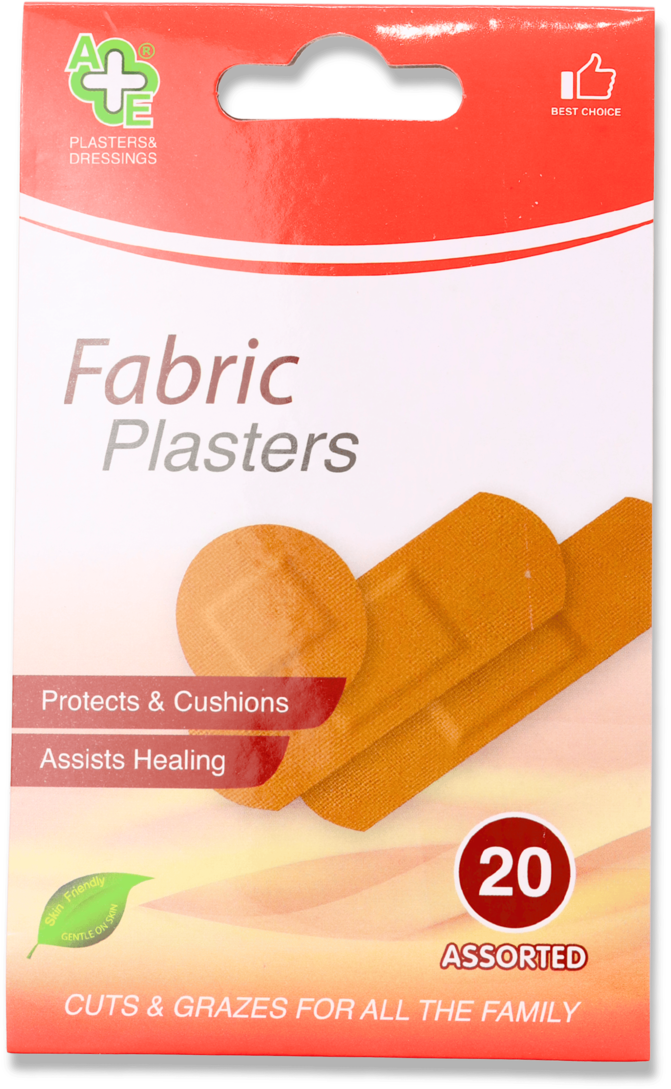 A & E Assorted Fabric Plasters 20 Pack