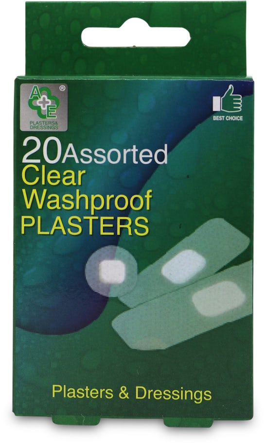A+E Assorted Clear Washproof Plasters 20 Pack