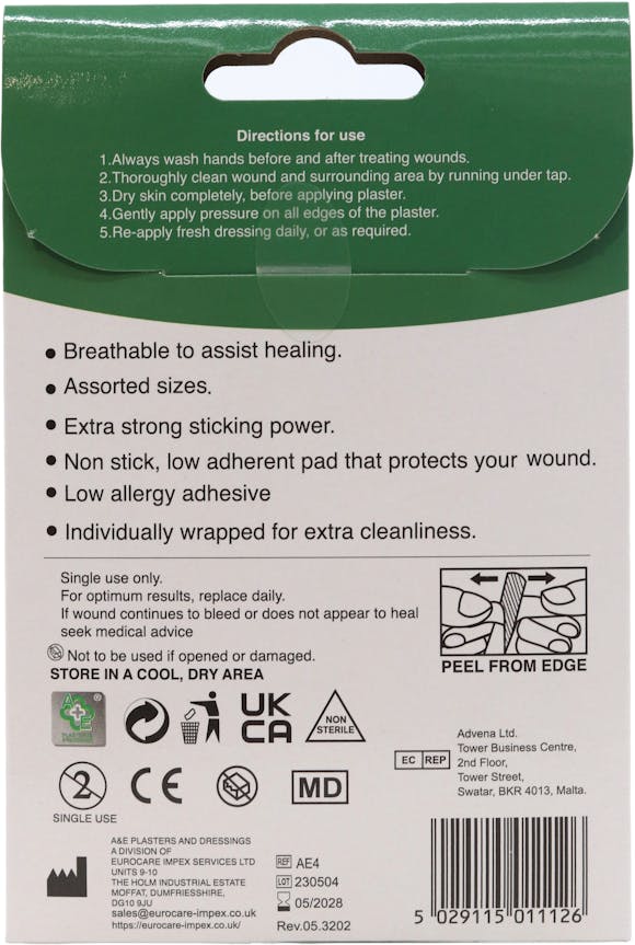 A+E Assorted Clear Washproof Plasters 20 Pack - 2