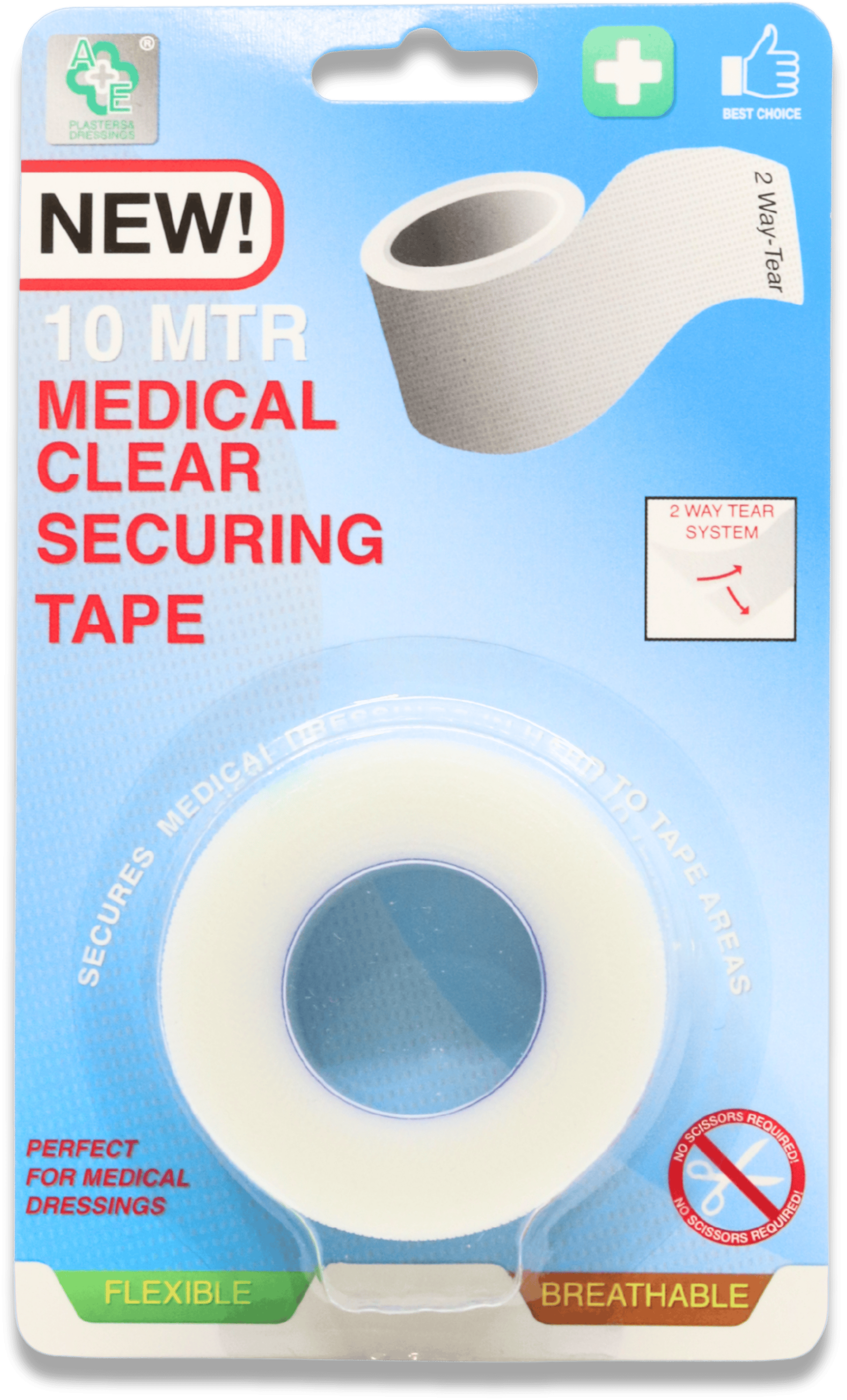 A+E Medical Clear Securing Tape 2.5cm x 10m