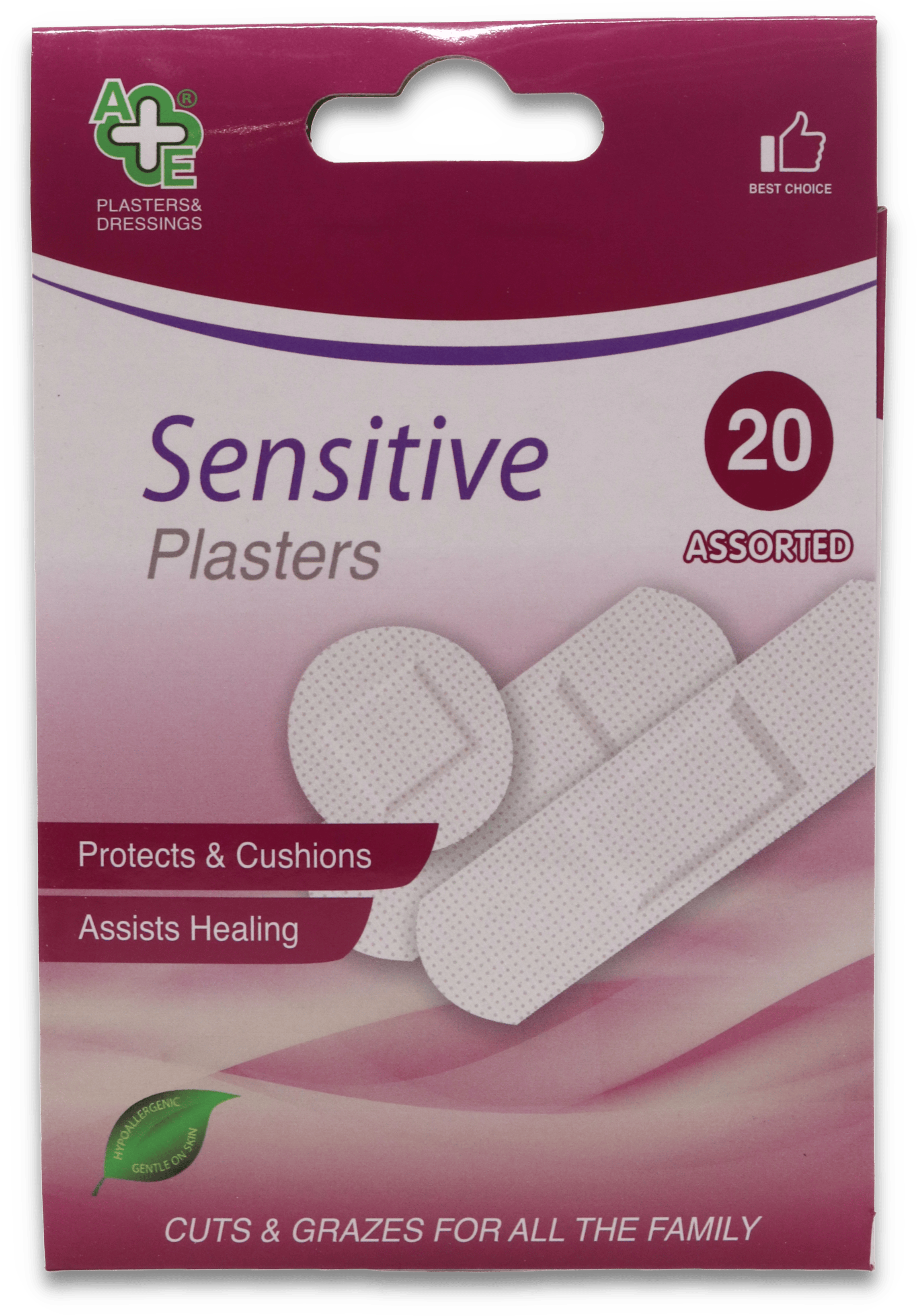A&E Sensitive Plasters 20 Pack