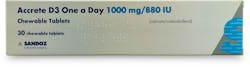 Accrete D3 One-A-Day 1000mg/880IU Chewable 30 Tablets
