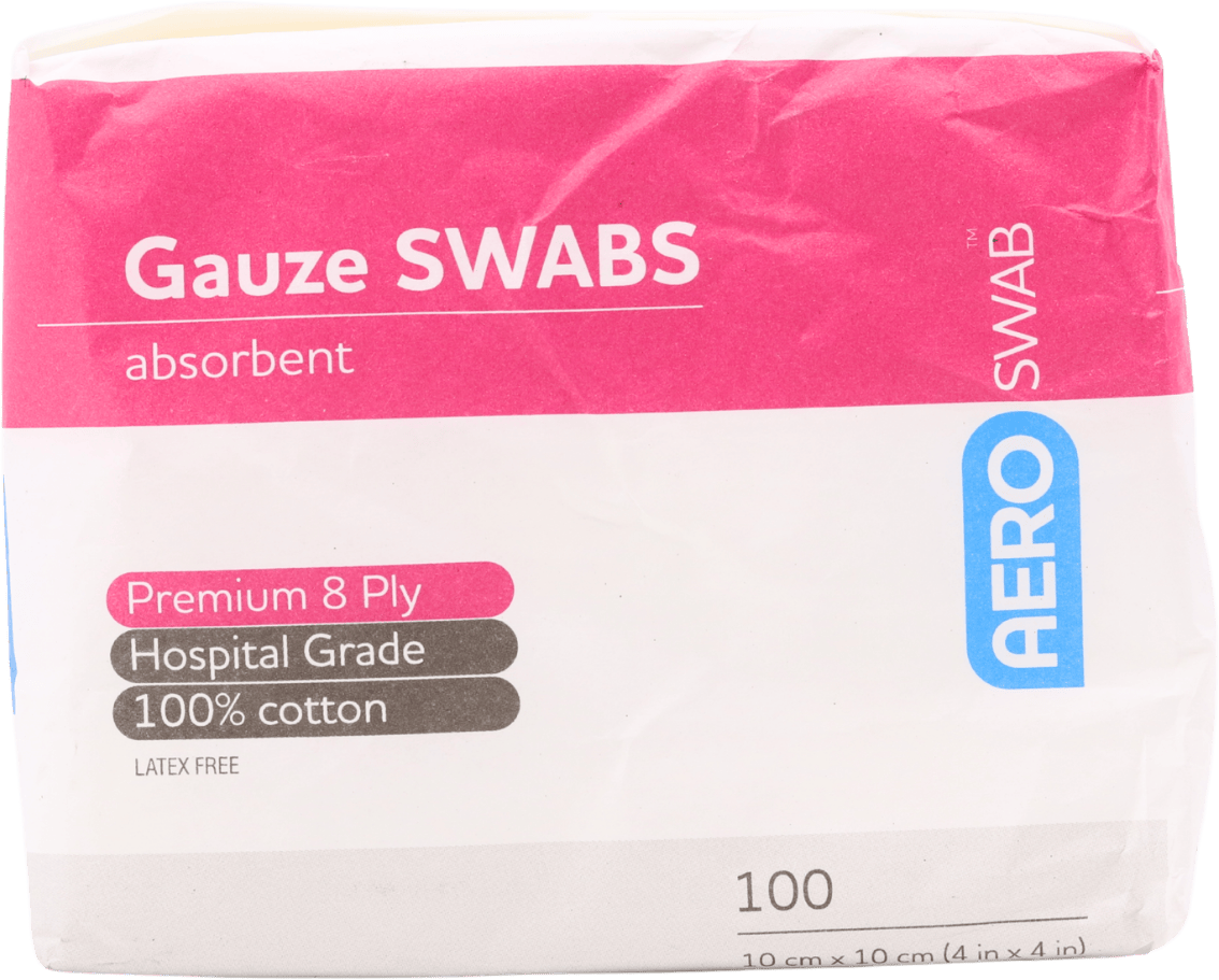 Aero 8 Ply Gauze Swabs 10cm x 10cm 100 Swabs