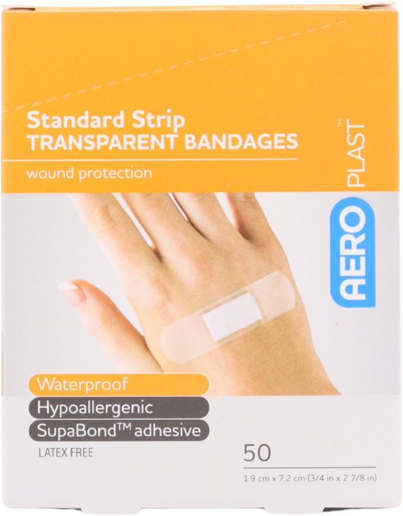 AeroPlast Standard Strip Transparent Bandages 50