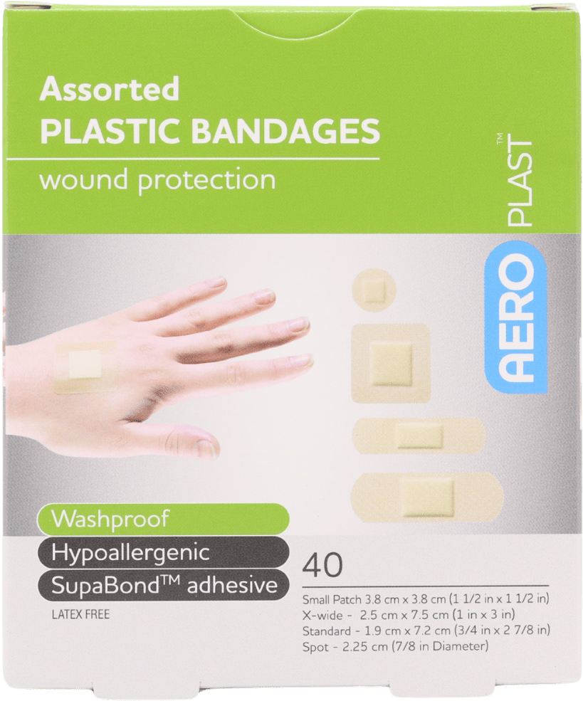 AeroPlast Assorted Washproof Plasters 40 Plasters