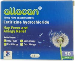 Allacan Cetirizine Hayfever Allergy Relief 30 Tablets