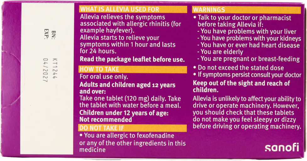 Allevia 120mg 15 Tablets - 2