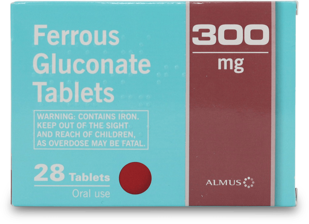 Almus Ferrous Gluconate 300mg 28 Tablets medino