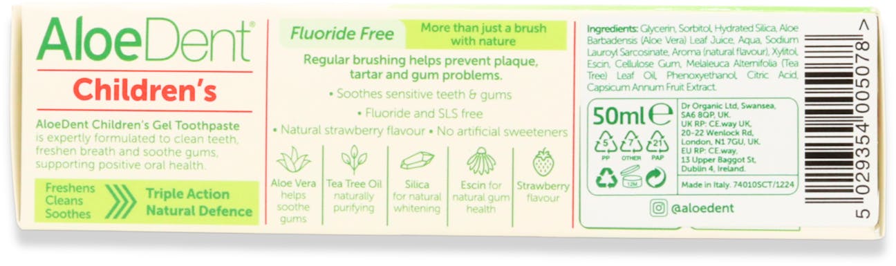 AloeDent Children's Flouride Free Toothpaste 50ml - 3