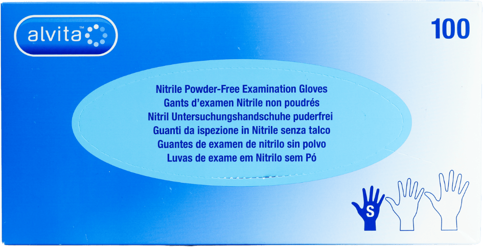 Alvita Nitrile Powder Free Examination Gloves Small 100 Pack