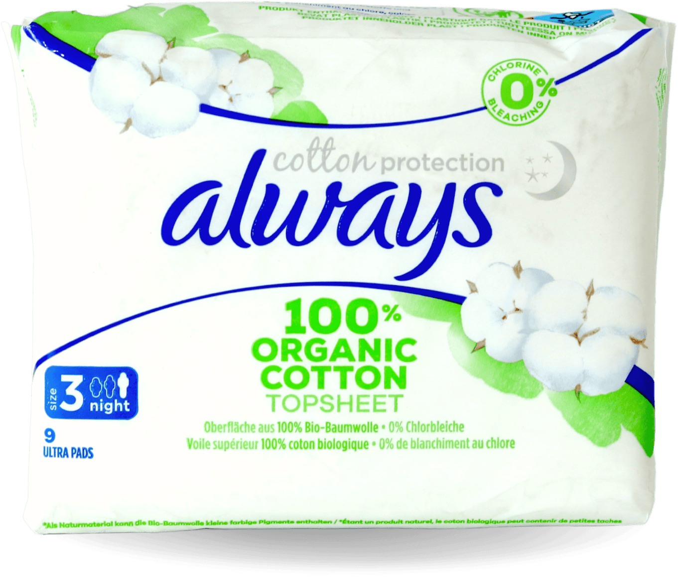 Always Cotton Protection Night Wings 9 Pack