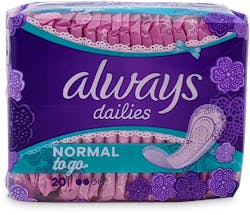 Always Dailies Singles To Go Panty Liners 20 Liners