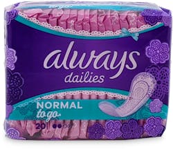 Always Dailies Singles To Go Panty Liners 20 Liners