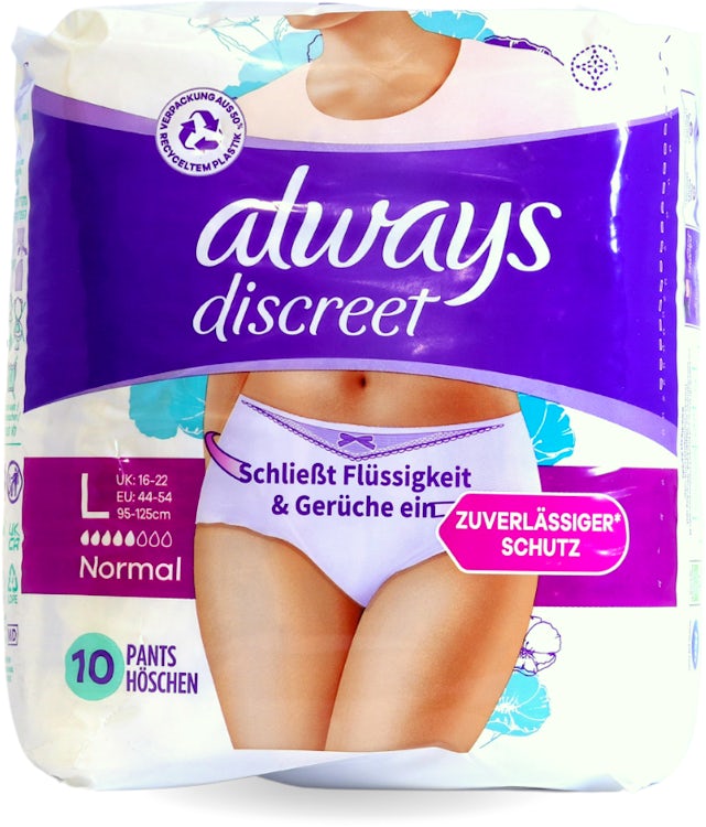 Always Discreet Boutique Incontinence Pants Women, Large, UK Dress