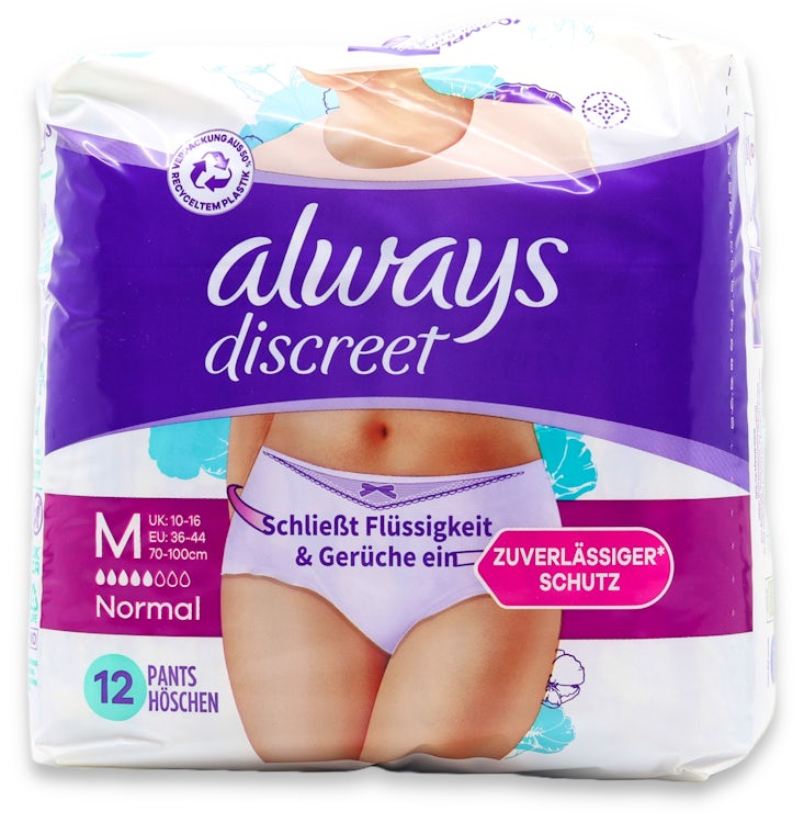 Always Discreet Pants Triple layer Incontinence Underwear Medium Pack of 12