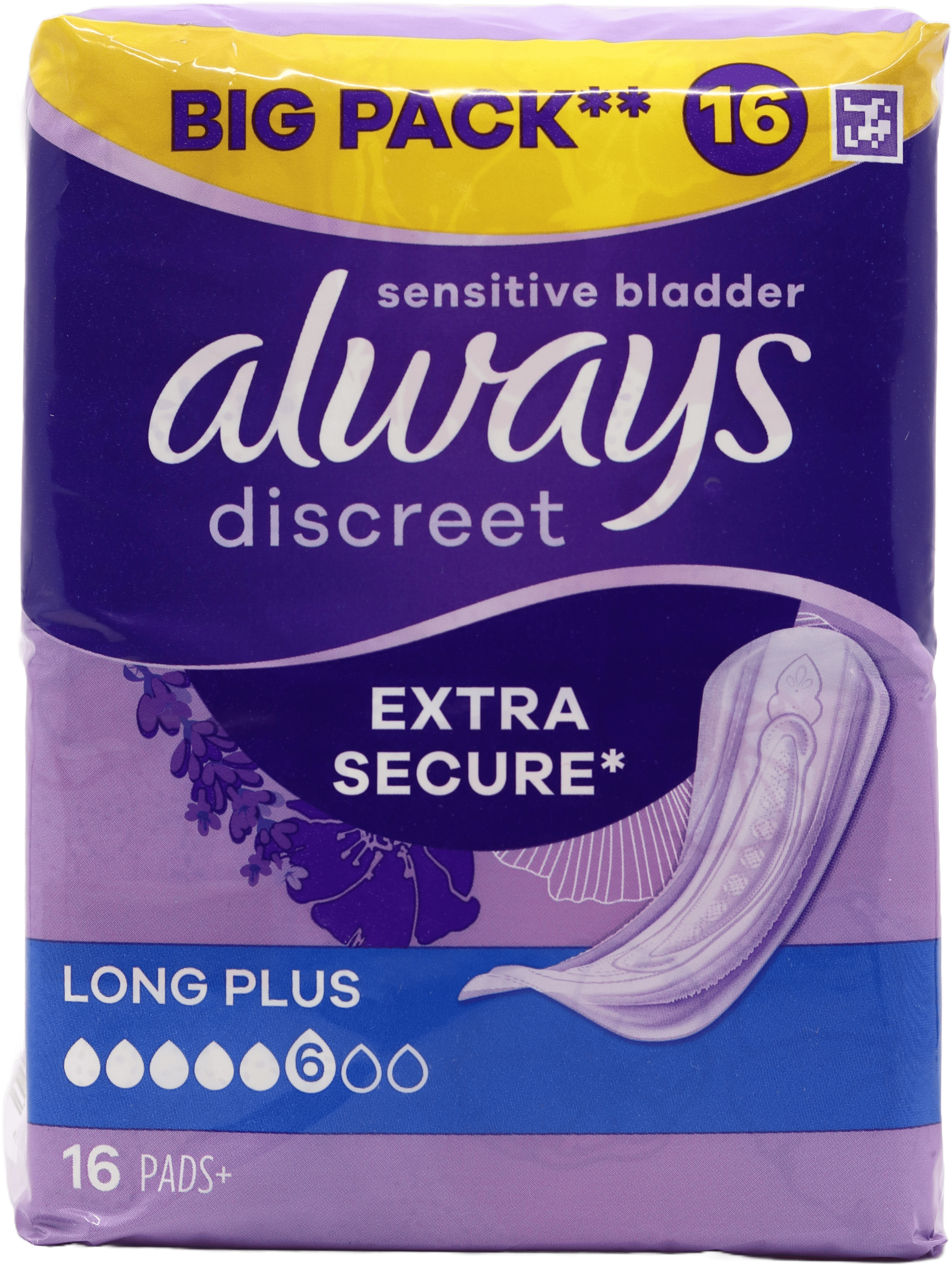 Always Discreet Long Plus Pads 16 Pack