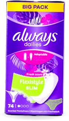 Always Dailies Flexistyle Slim Fresh Scent Liners 74 pack
