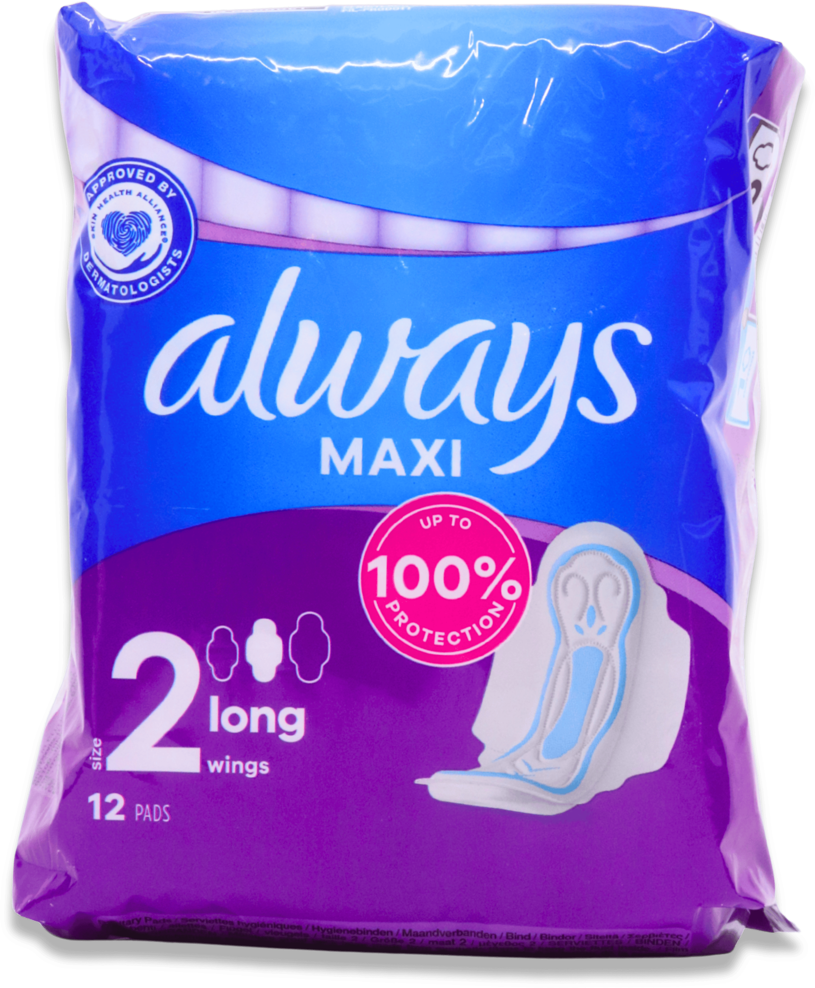 Always Maxi Pads Long with Wings 12s
