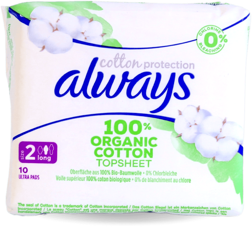 Always Organic Pads Wings Long 10's