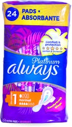 Always Platinum Normal Sanitary Towels With Wings 24 Pads
