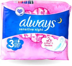Always Sensitive Night Wings Unscented 9 Pack
