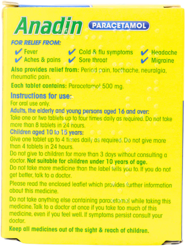 Anadin Paracetamol 500mg 12 Tablets - 2