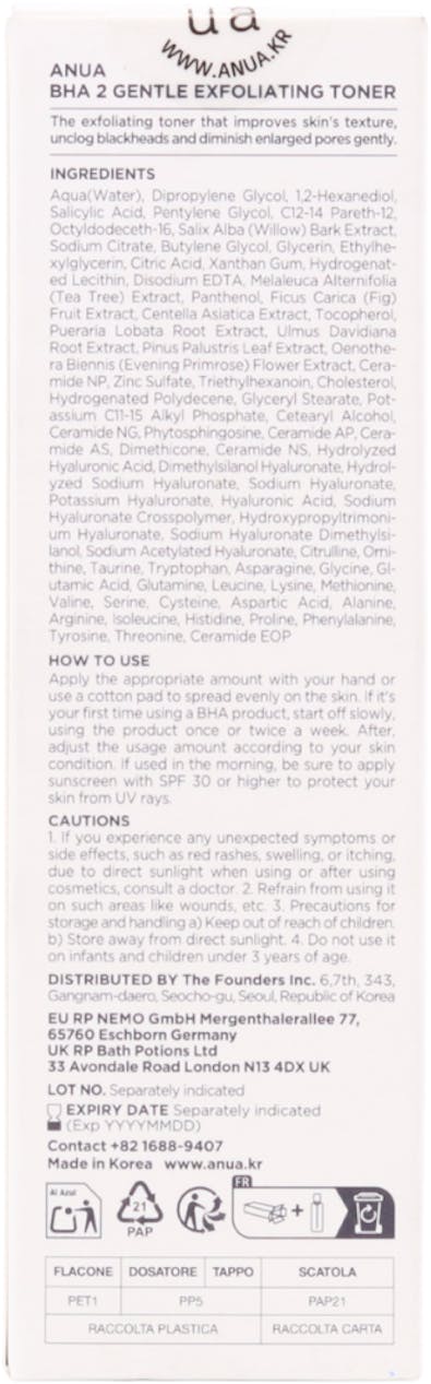 Anua BHA 2% Gentle Exfoliating Toner 250ml - 2