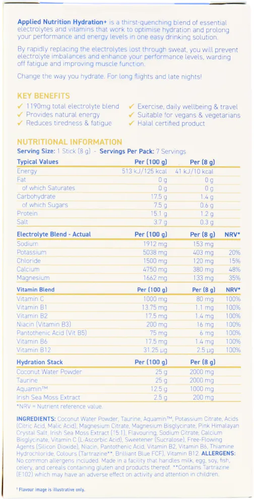 Applied Nutrition Hydration+ Electrolyte & Vitamin Sticks Lemon & Lime 7 Pack - 3