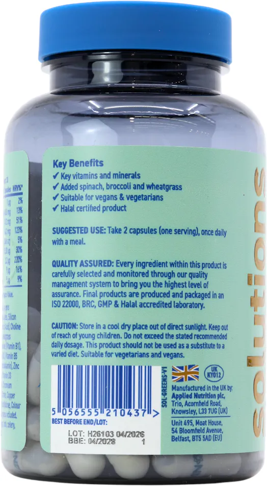 Applied Nutrition Solutions Greens Multivitamin 60 Capsules - 3