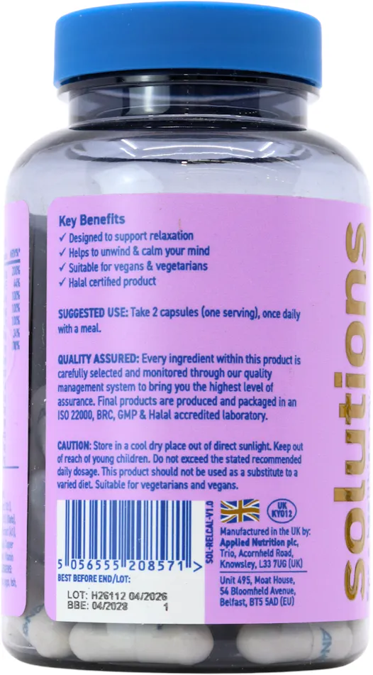 Applied Nutrition Solutions Relax & Calm 60 Capsules - 3