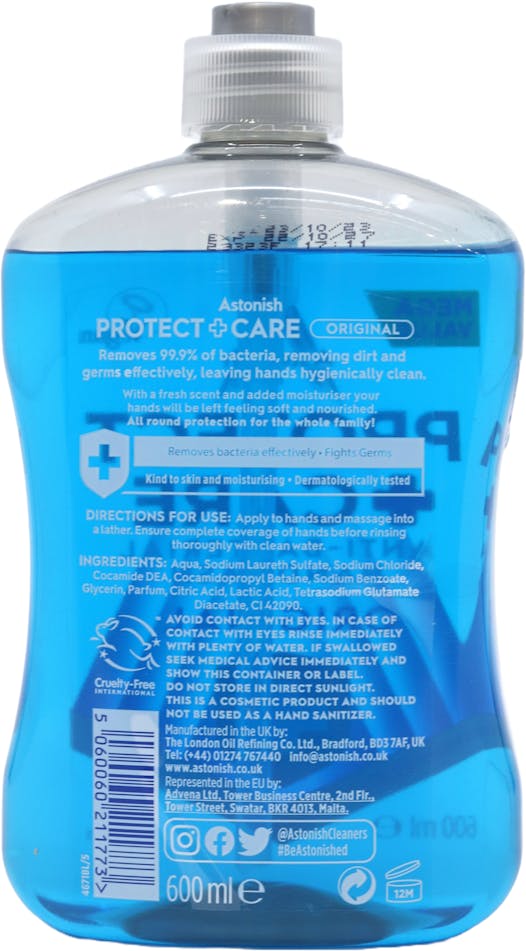 Astonish Protect + Care Hand Wash Original 600ml - 2