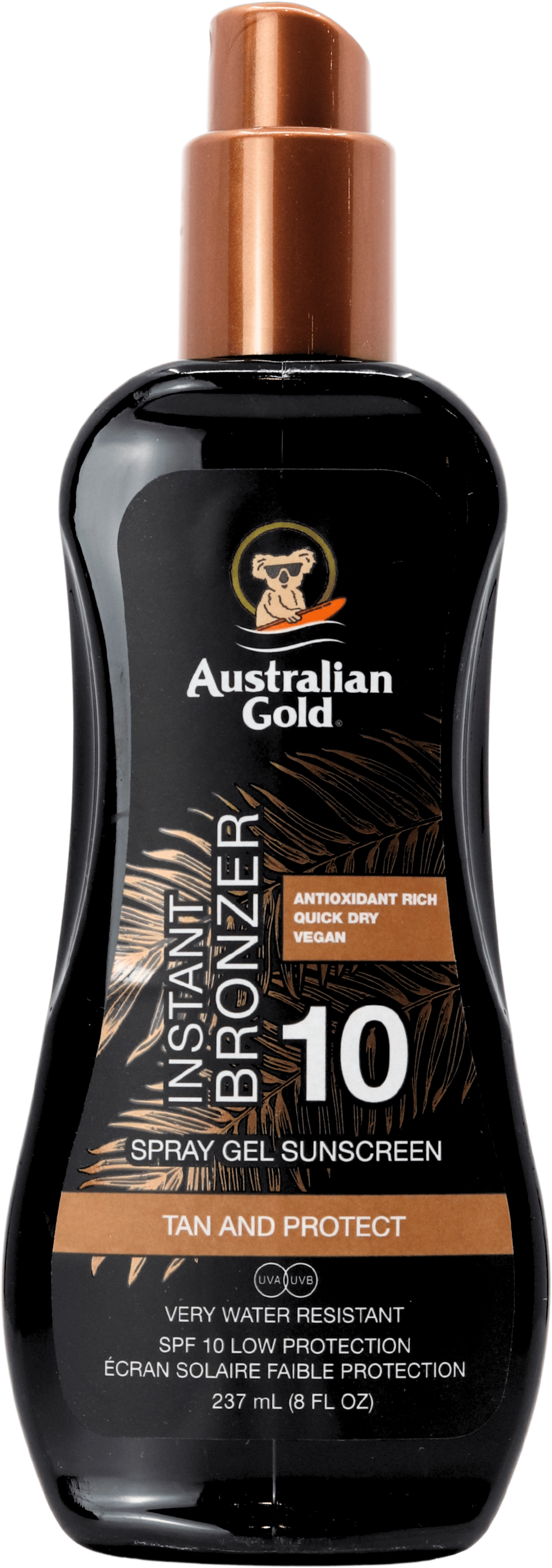 Australian Gold SPF10 Spray Gel with Bronzer 237ml