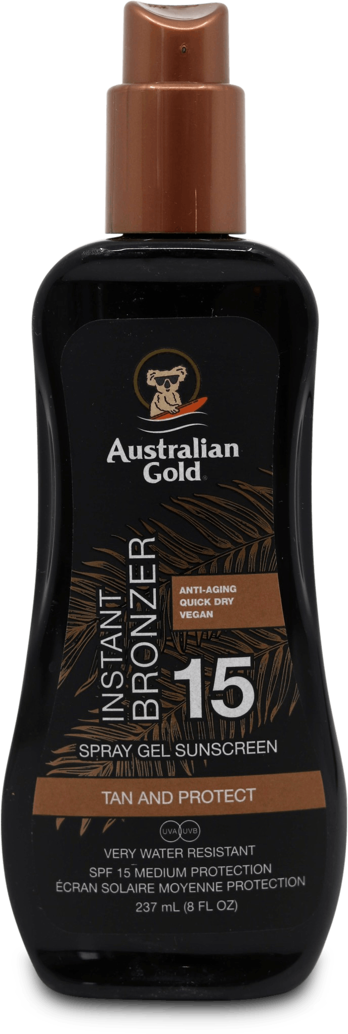 Australian Gold SPF15 Spray Gel with Bronzer 237ml | medino
