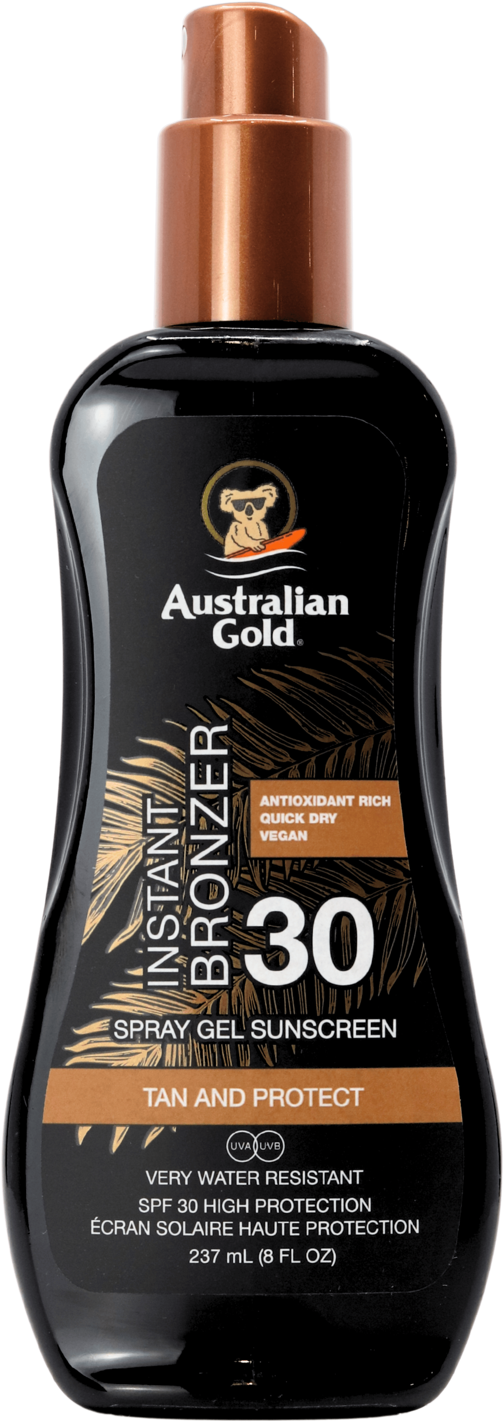 Australian Gold SPF30 Spray Gel with Bronzer 237ml