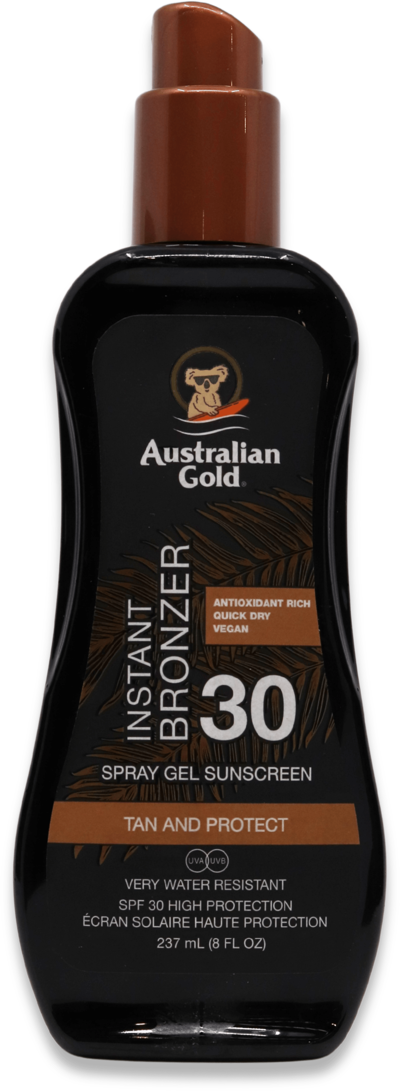 Australian Gold SPF30 Spray Gel with Bronzer 237ml