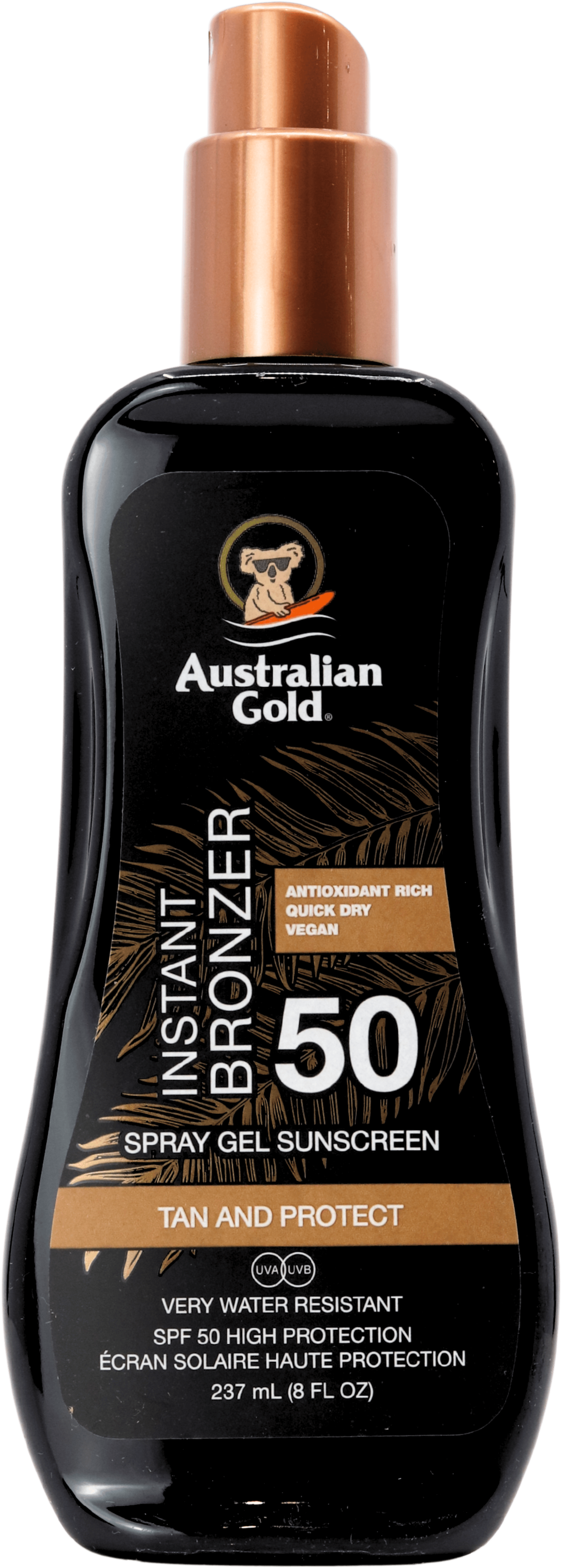Australian Gold SPF50 Spray Gel with Bronzer 237ml