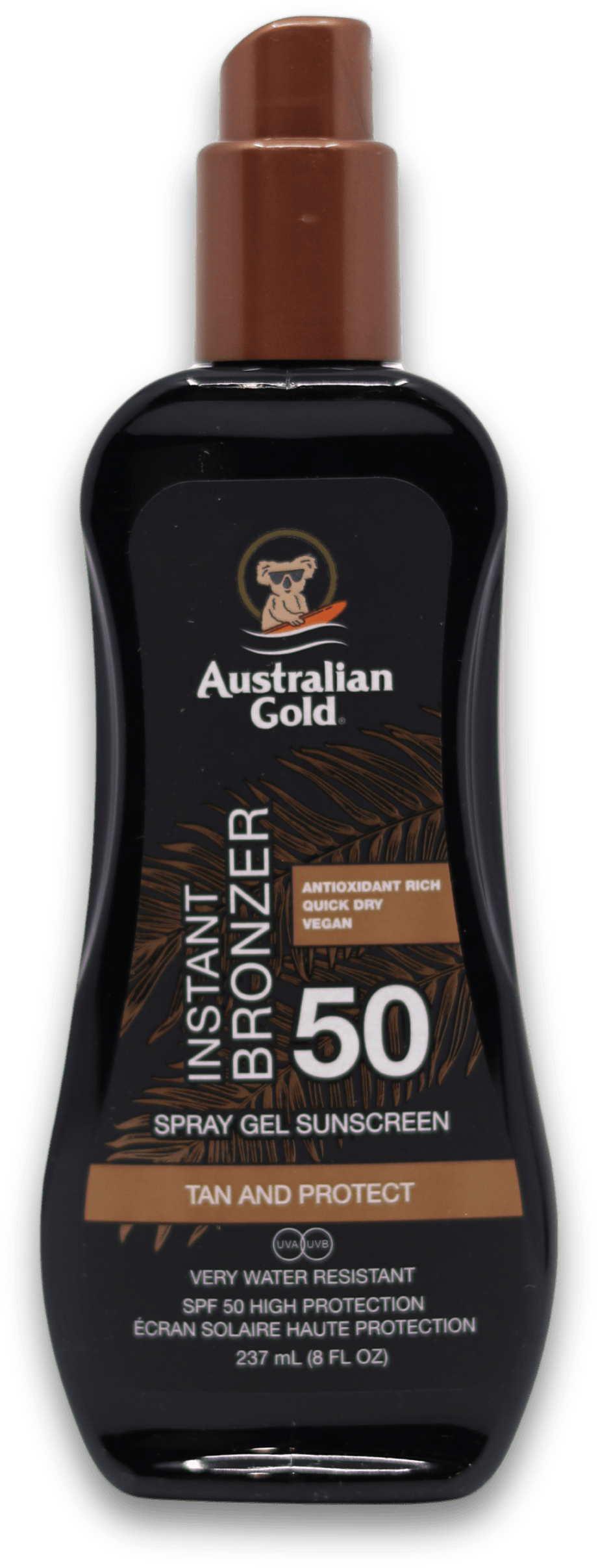 Australian Gold SPF50 Spray Gel with Bronzer 237ml