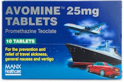 Avomine Travel Sickness Promethazine 25mg 10 Tablets
