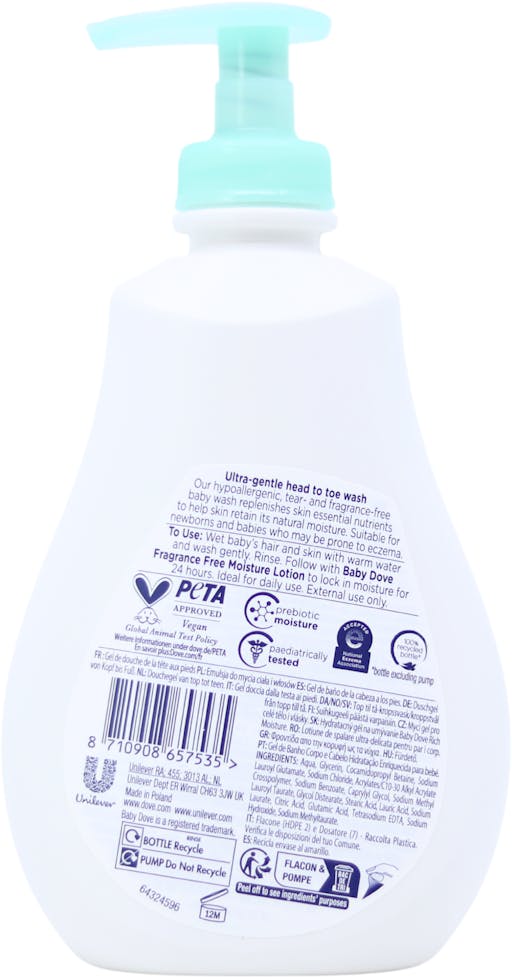 Baby Dove Sensitive Head to Toe Fragrance Free Wash 400ml - 2