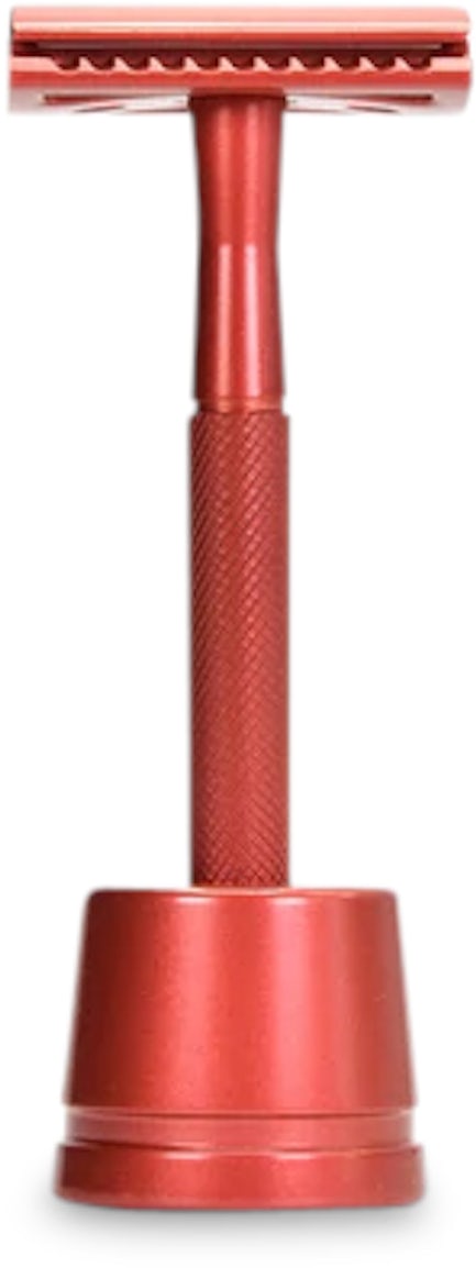 Bambaw Metal Safety Razor Red + Stand