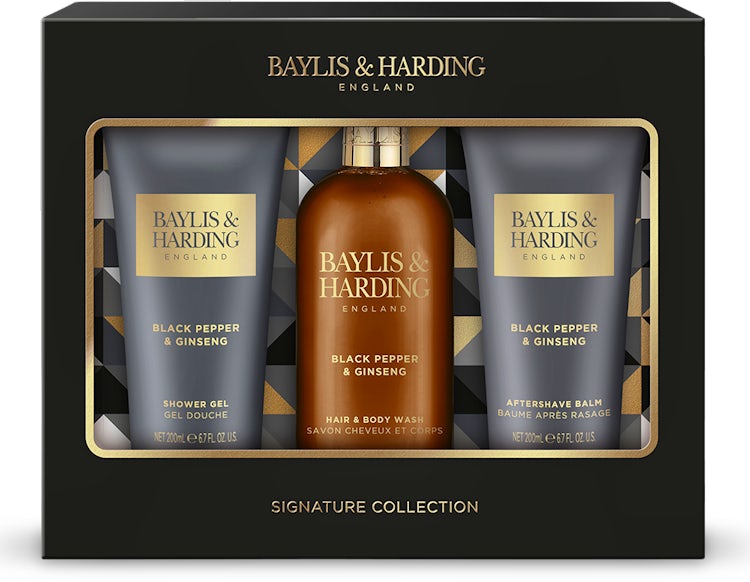 Baylis & Harding Black Pepper & Ginseng Essentials Kit (Hair & Body Wash,  Face Wash and Aftershave Balm 3x100ml) | medino