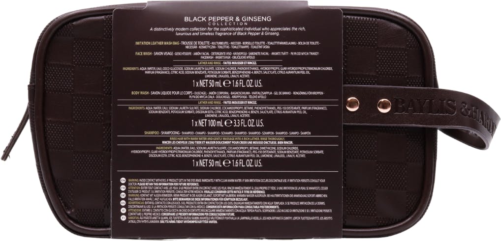Baylis & Harding Black Pepper & Ginseng Men's The Essentials Travel Wash Bag 3 Piece Gift Set - 2