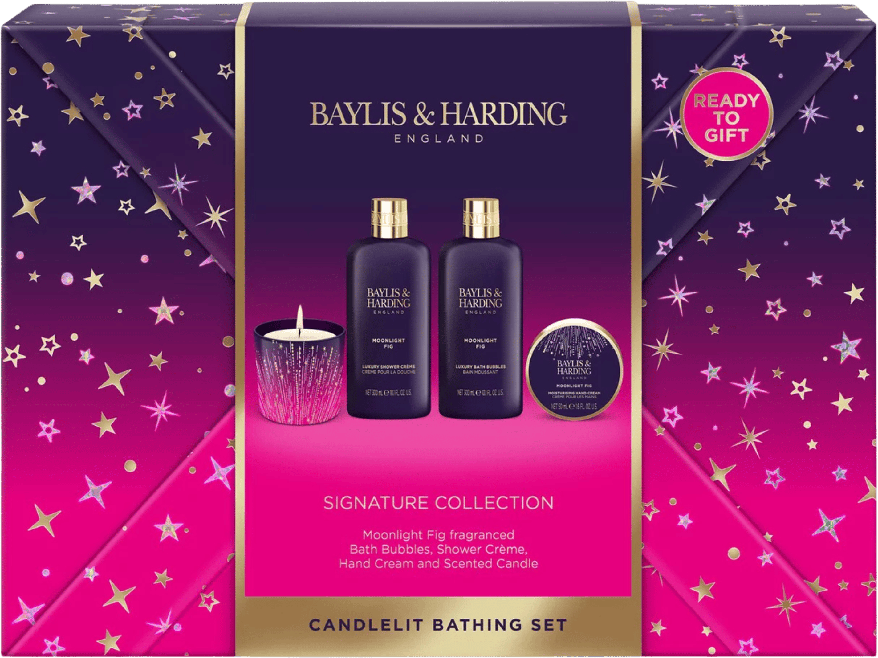 Baylis & Harding Moonlight Fig Gift Wrapped Candlelit Bathing Set