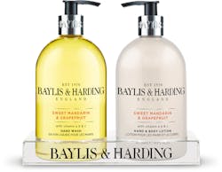 Baylis & Harding Sweet Mandarin & Grapefruit 2 Bottle Set in a Clear Acrylic Rack