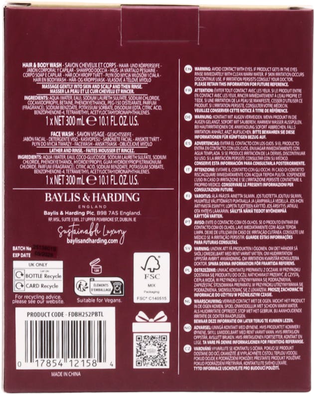 Baylis & Harding The Fuzzy Duck Bergamot & Sandalwood Men's Refreshing Face and Body Wash Duo Gift Set - 2