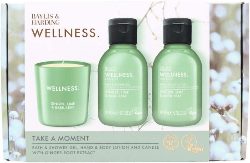 Baylis & Harding Wellness Take A Moment Shower Gel, Candle and Lotion Gift Set