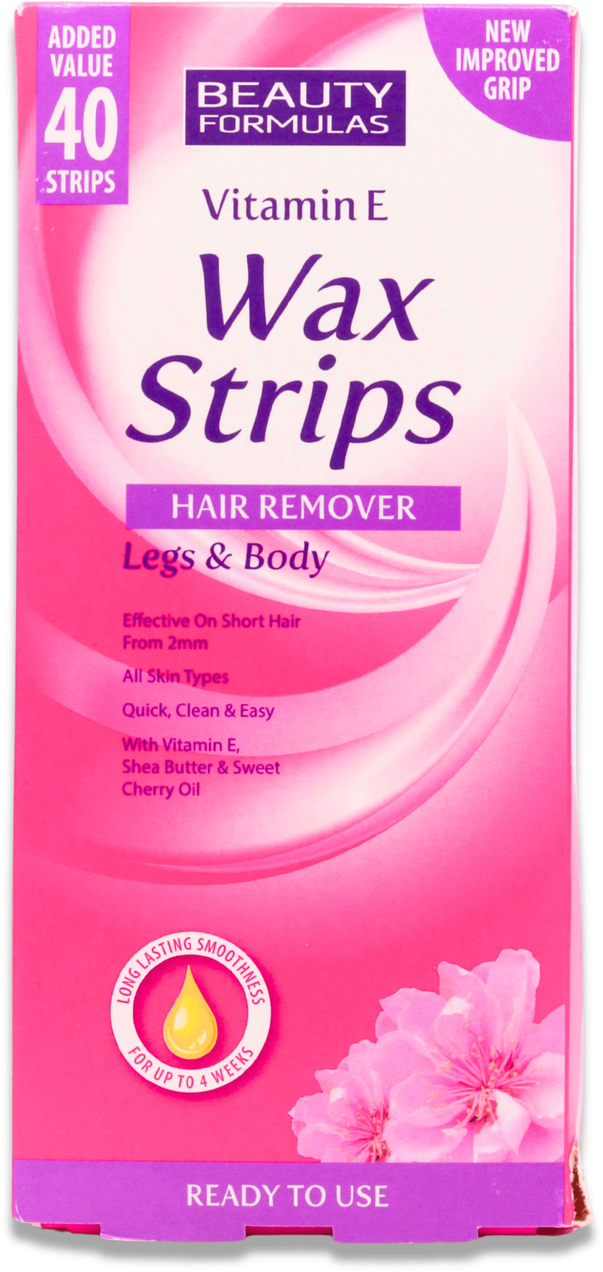 Beauty Formulas Vitamin E Legs & Body Wax Strips 40 Pack