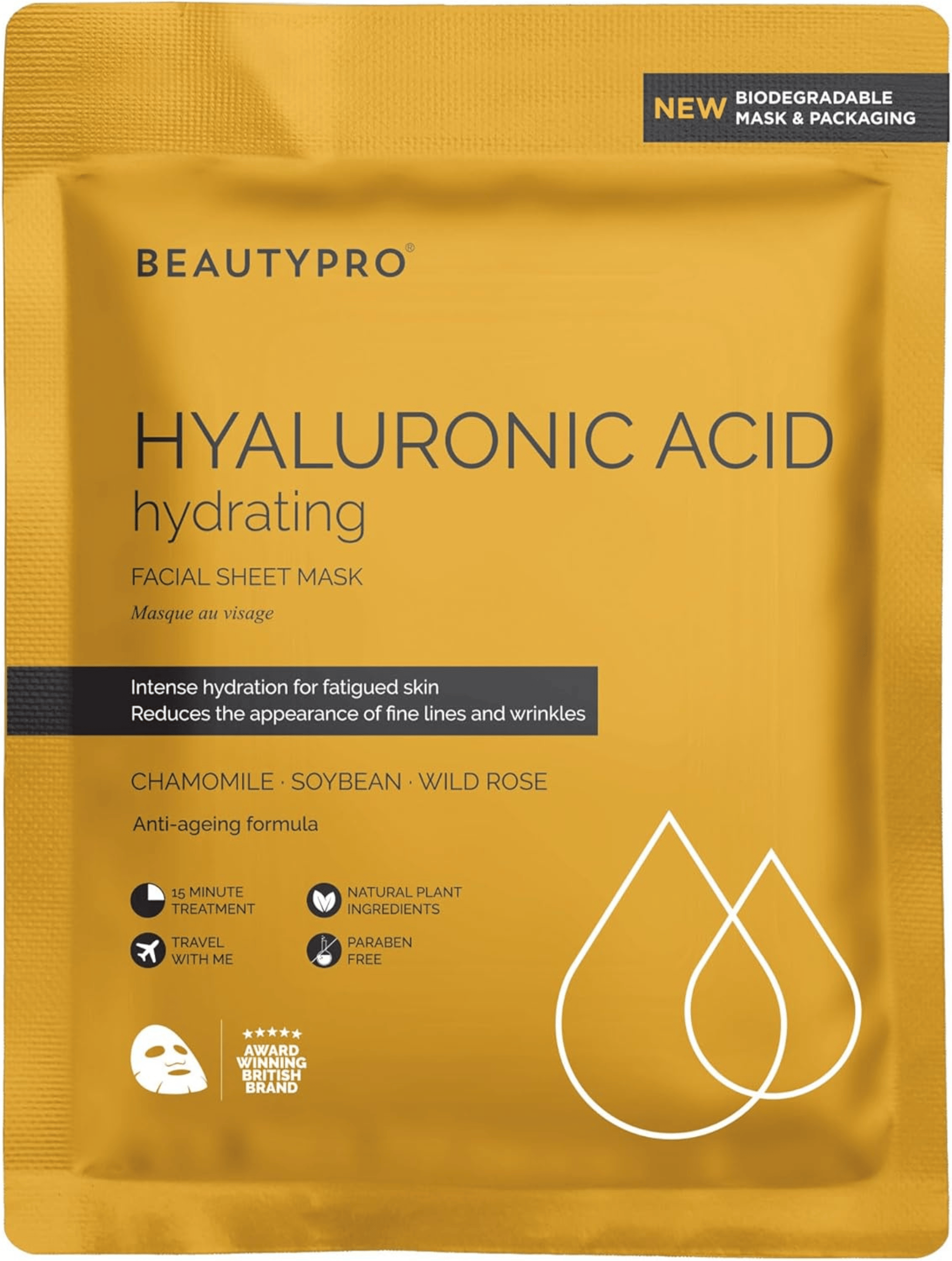BeautyPro HYDRATING Hyaluronic Acid Facial Sheet Mask